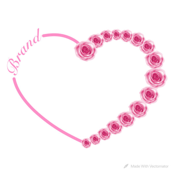 Heart brand logo with pink roses