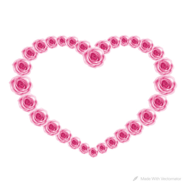 Heart pink roses