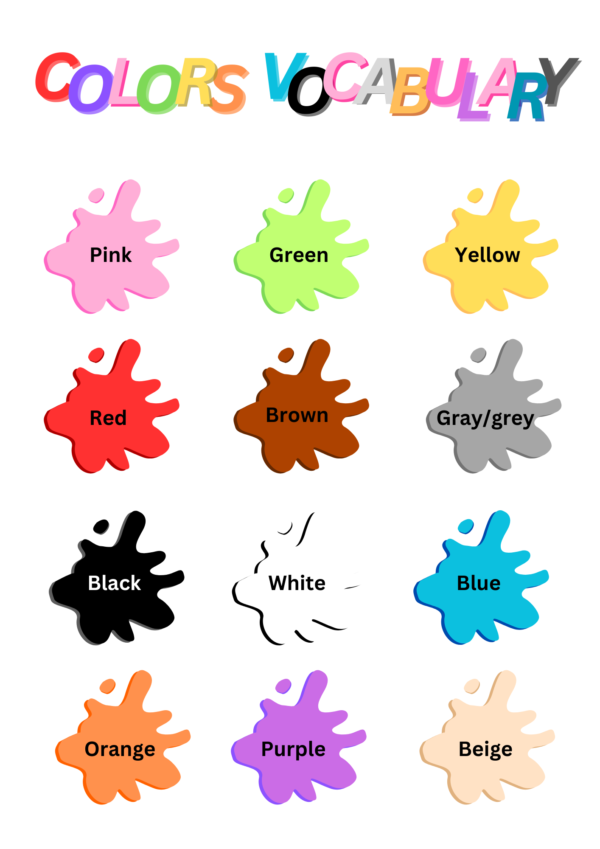 Colors Vocabulary Worksheet PDF
